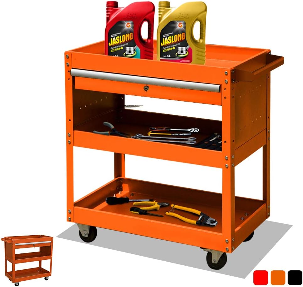 Black Tool Cart with Wheels and Drawers M149544