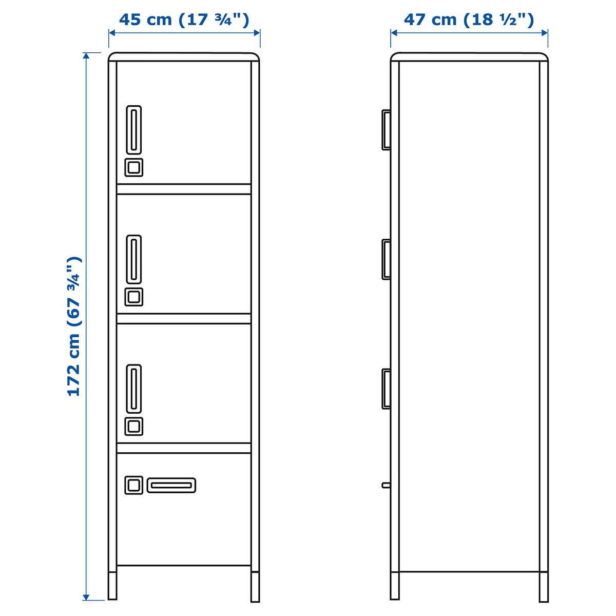 Beige High Cabinet with Drawer and Doors S118