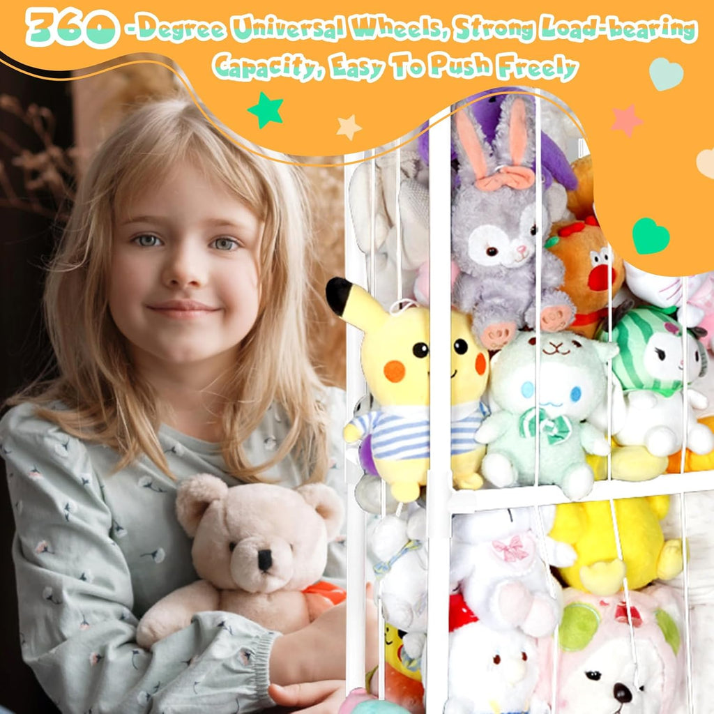 White Stuffed Animal Storage Zoo with Elastic Band and Net G87205