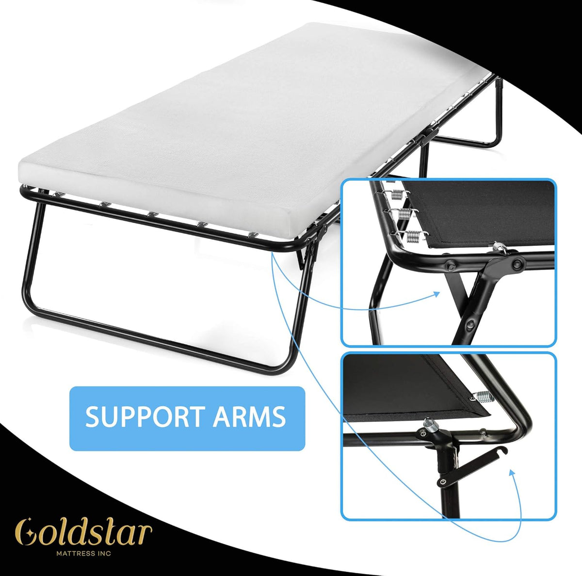 Rollaway Folding Guest Bed with 3-Inch Memory Foam Mattress Y9980