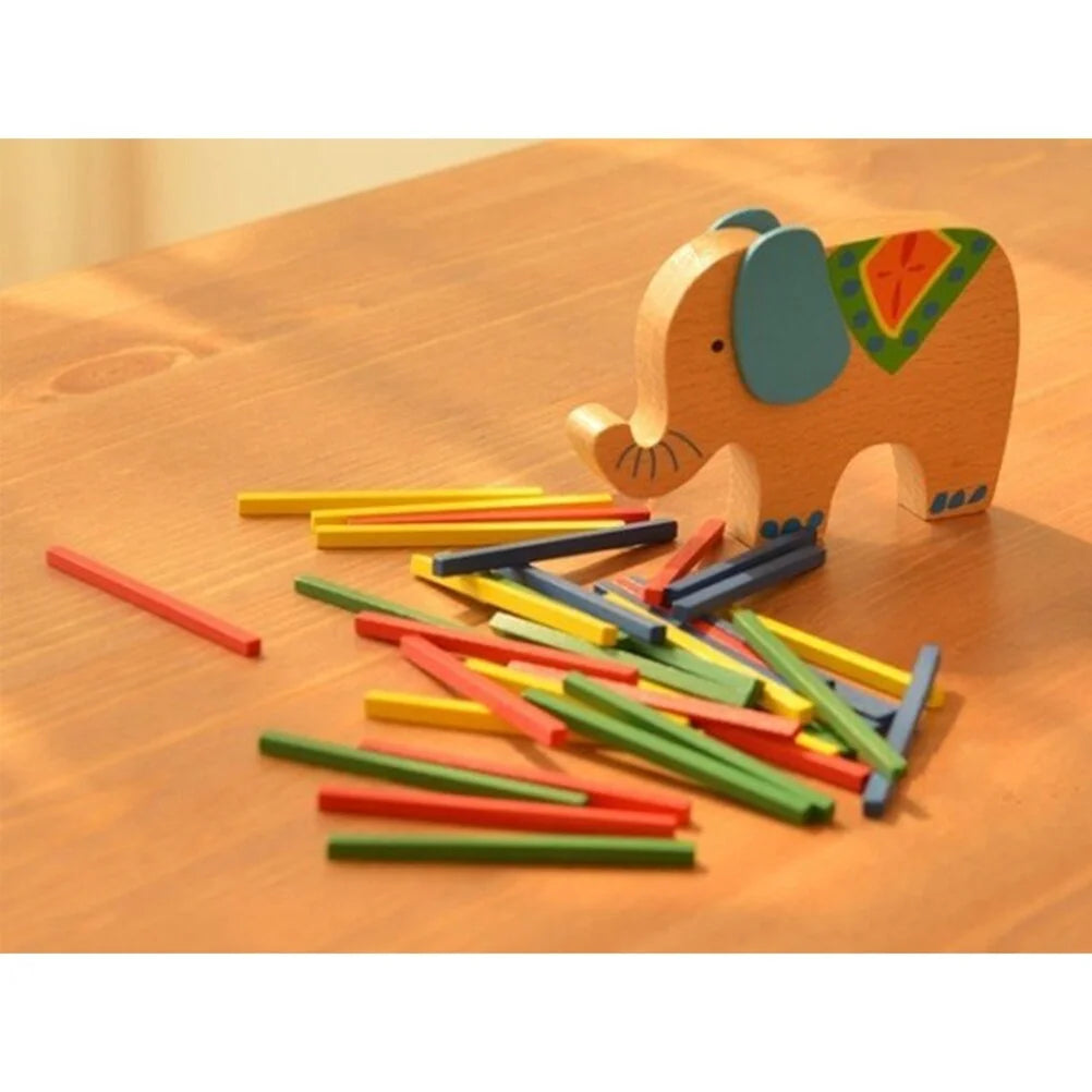 Wooden Stackable Building Blocks Set Balancing Games Playset Toys Educational Toys for Kids Children(Elephant) R16056
