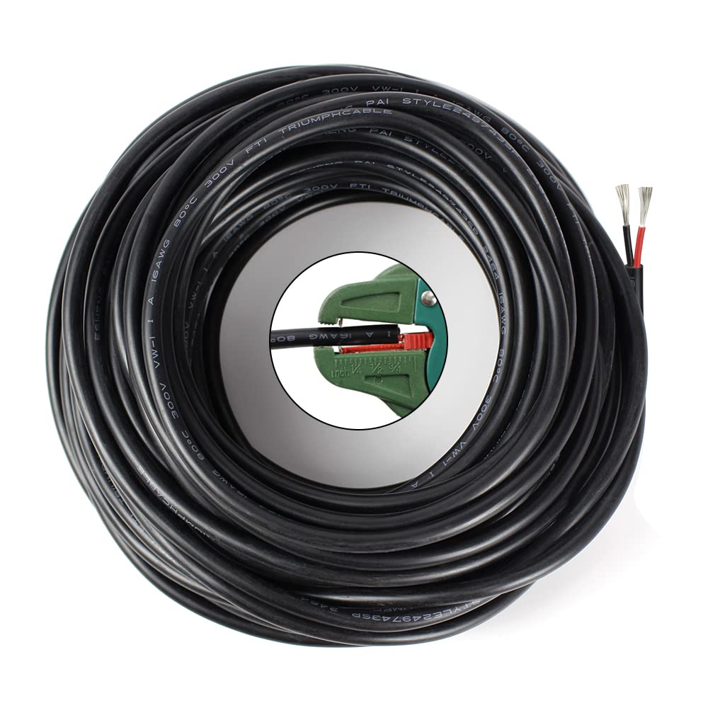 16AWG 2 Conductor Tinned Copper Wire, 65.6ft, Pack of 2 K653