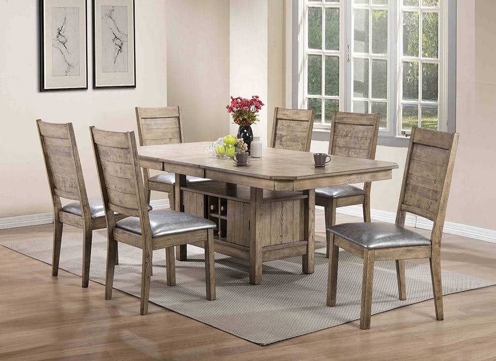 Silver & Rustic Oak Side Chair Set of 2 L2261