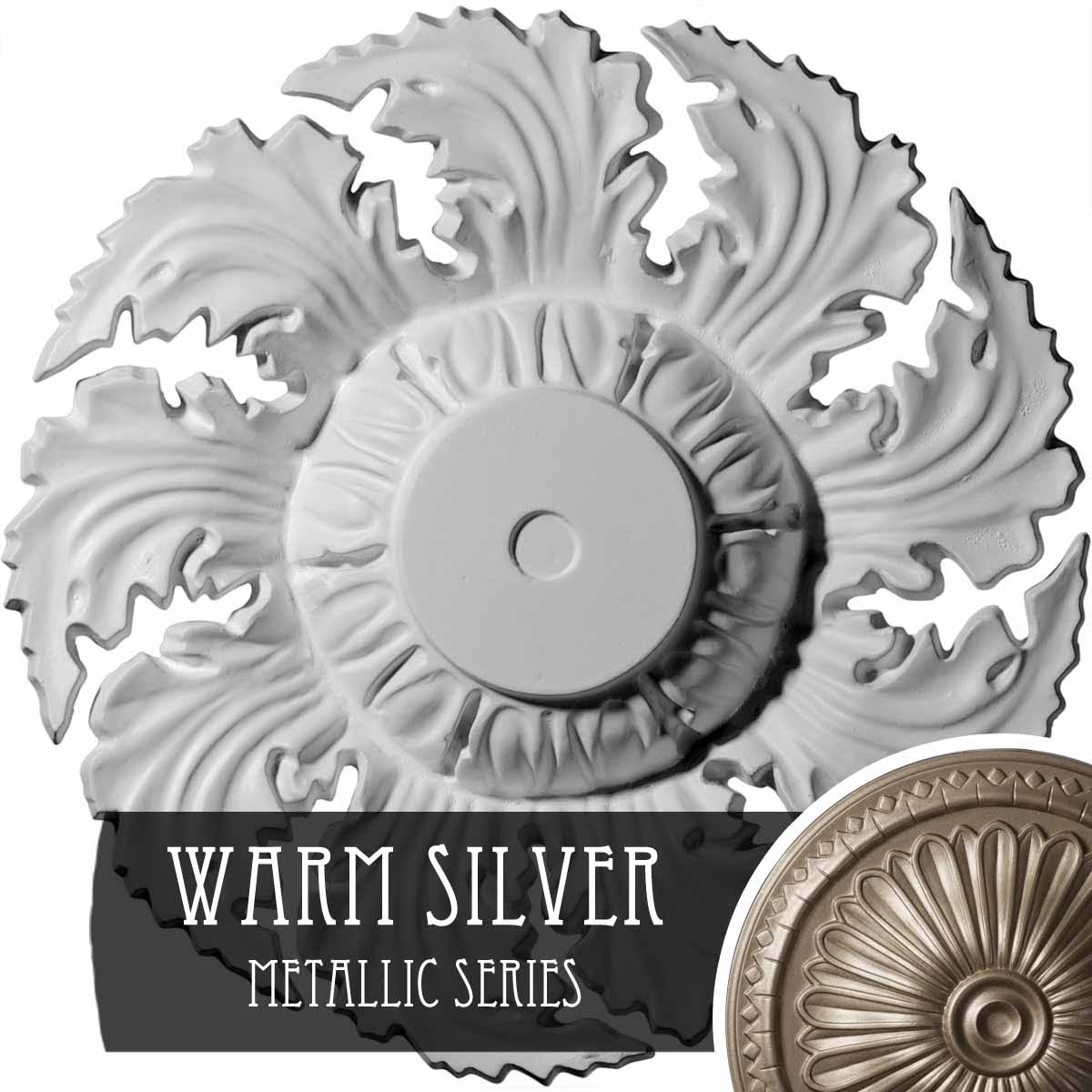 Hand-Painted Warm Silver Ceiling Medallion I49894