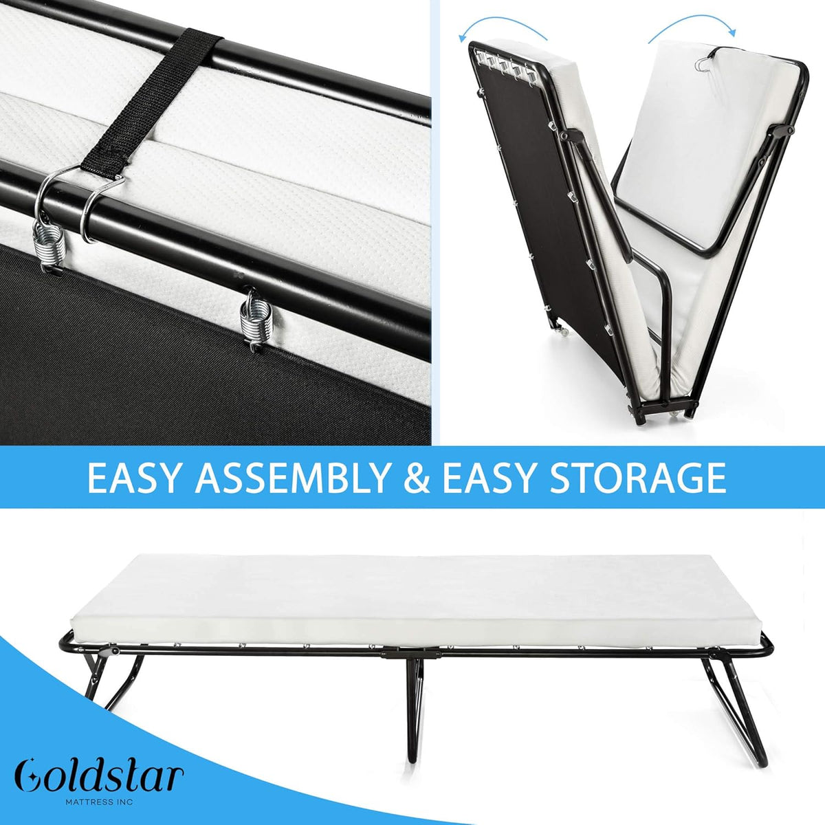 Rollaway Folding Guest Bed with 3-Inch Memory Foam Mattress Y9980