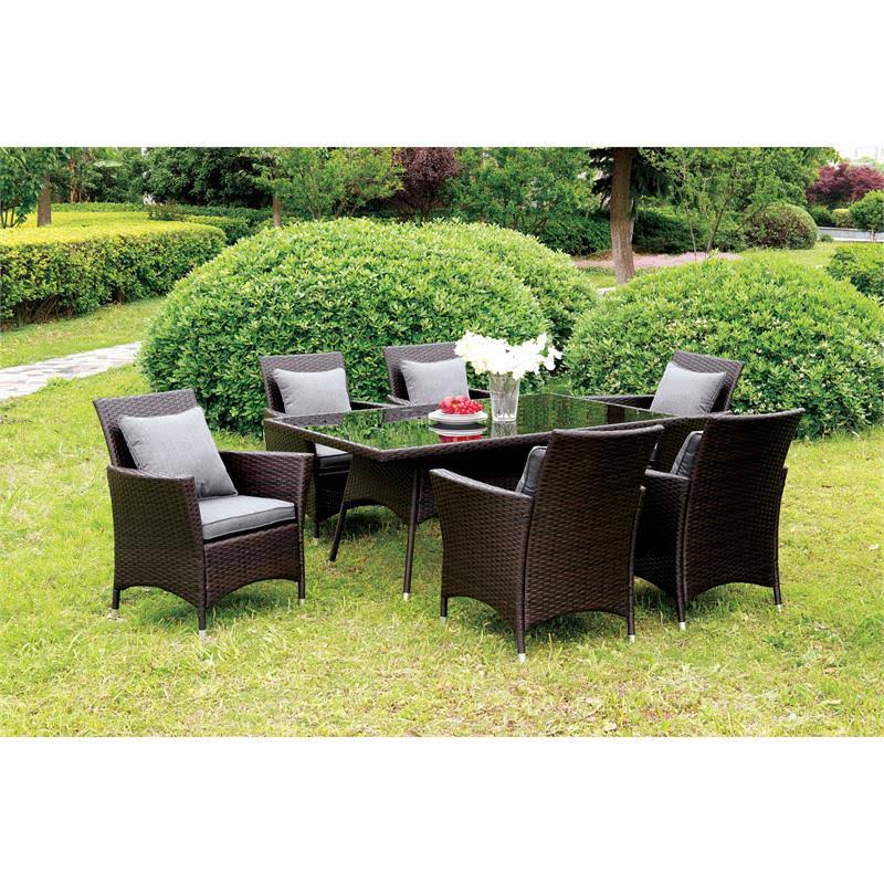 Gray Rattan Patio Wicker Arm Chair (Set of 2) T297553