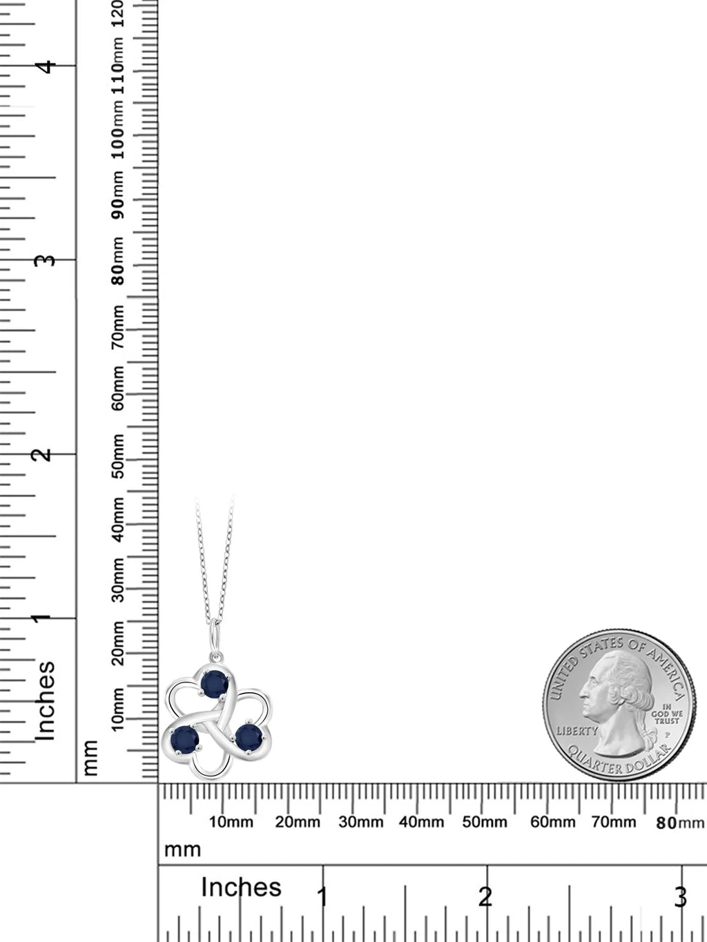 925 Sterling Silver Blue Sapphire Pendant With Chain S388888