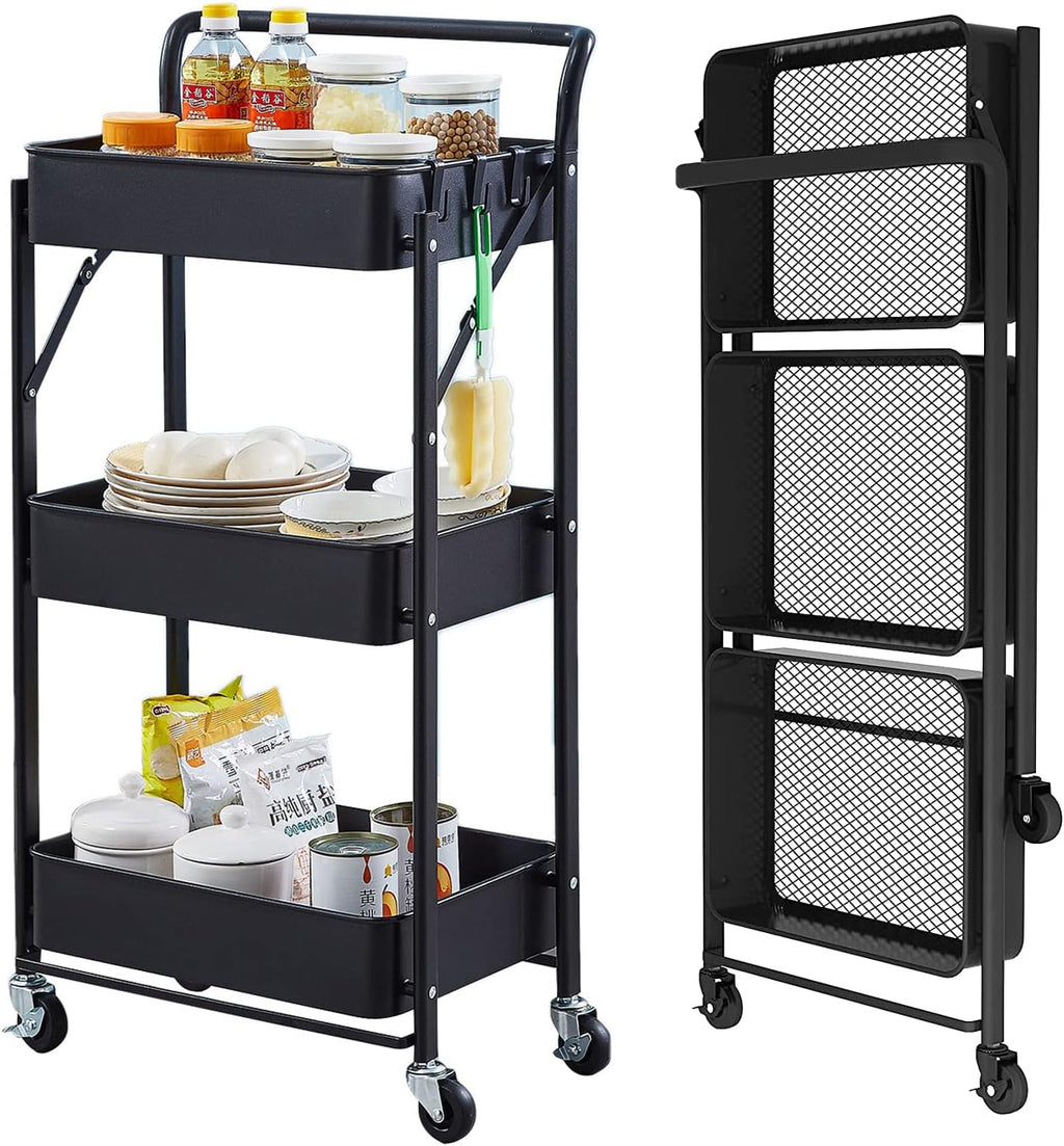 Turquoise Metal Rolling Storage Cart T198821