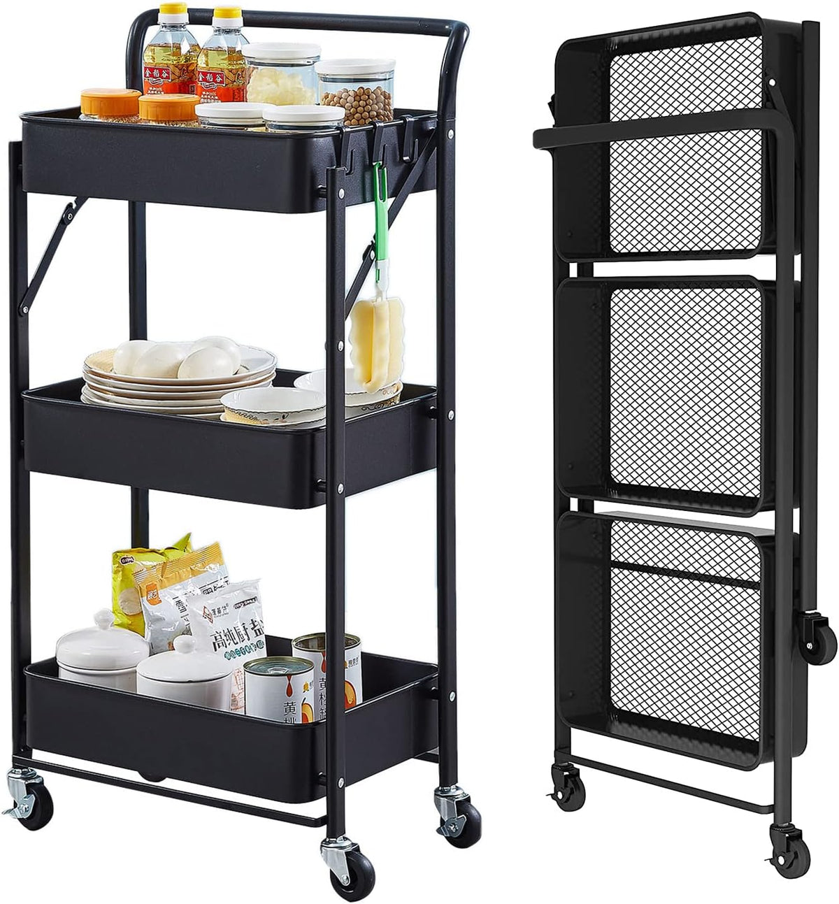 Turquoise Metal Rolling Storage Cart T198821