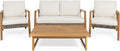 Outdoor 4 Seater Acacia Wood Chat Set with Wicker Accents D6774