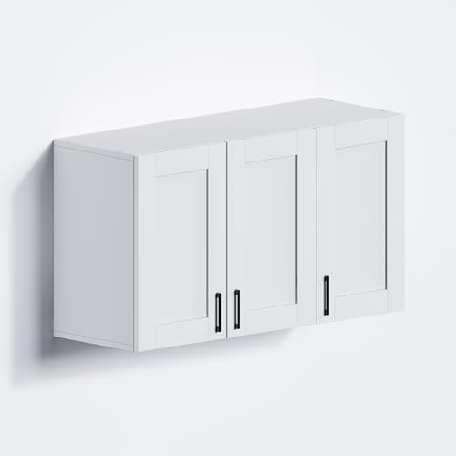 White Laundry Room Cabinets and Storage with 4 Doors and Adjustable Shelf O104516