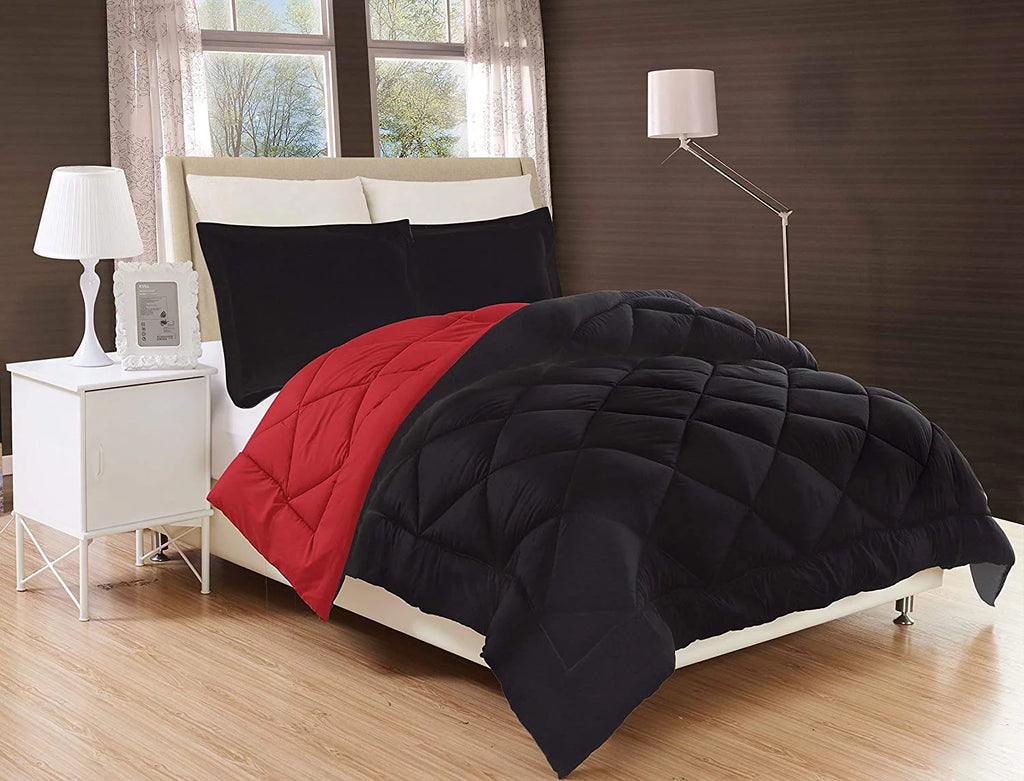 3pc Comforter Set King/Cal King Black/Burgundy E949068