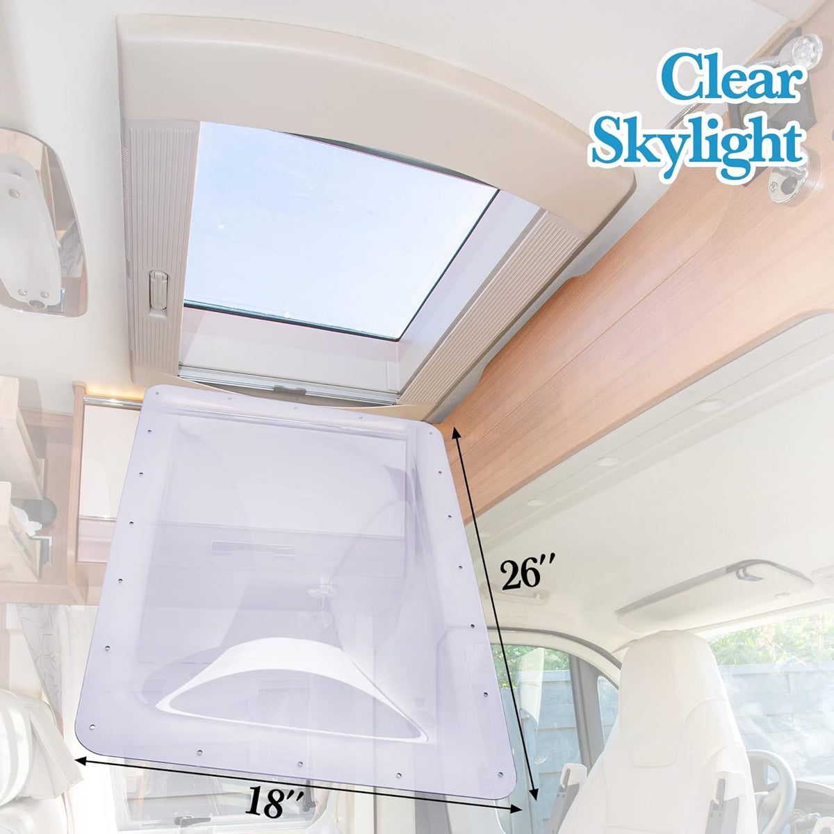 Transparent RV Skylight Kit 14 x 22 Inch ID, 18 x 26 Inch OD T6449