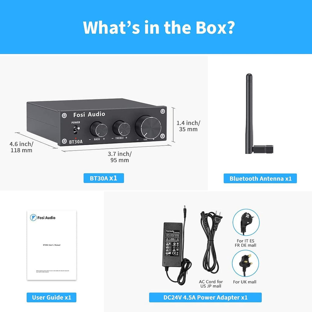 Bluetooth 5.0 Stereo Audio Amplifier 2.1 Channel Class D Mini Hi-Fi Integrated Digital Amp with Bass and Treble Control 50Watt x2+100Watt for Home Passive Speakers Subwoofer Pack of 2 Y7992