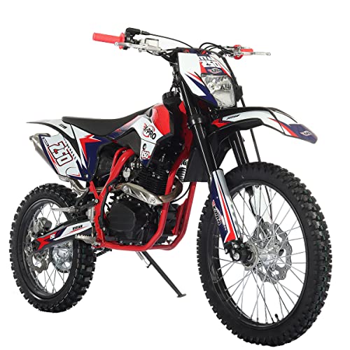 250cc Dirt Bike with LED Light Gas Dirt Bikes Adult Pitbike, Big 21"/18" Wheels D817346