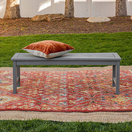 Gray Wash Solid Acacia Wood Patio Dining Bench B9630