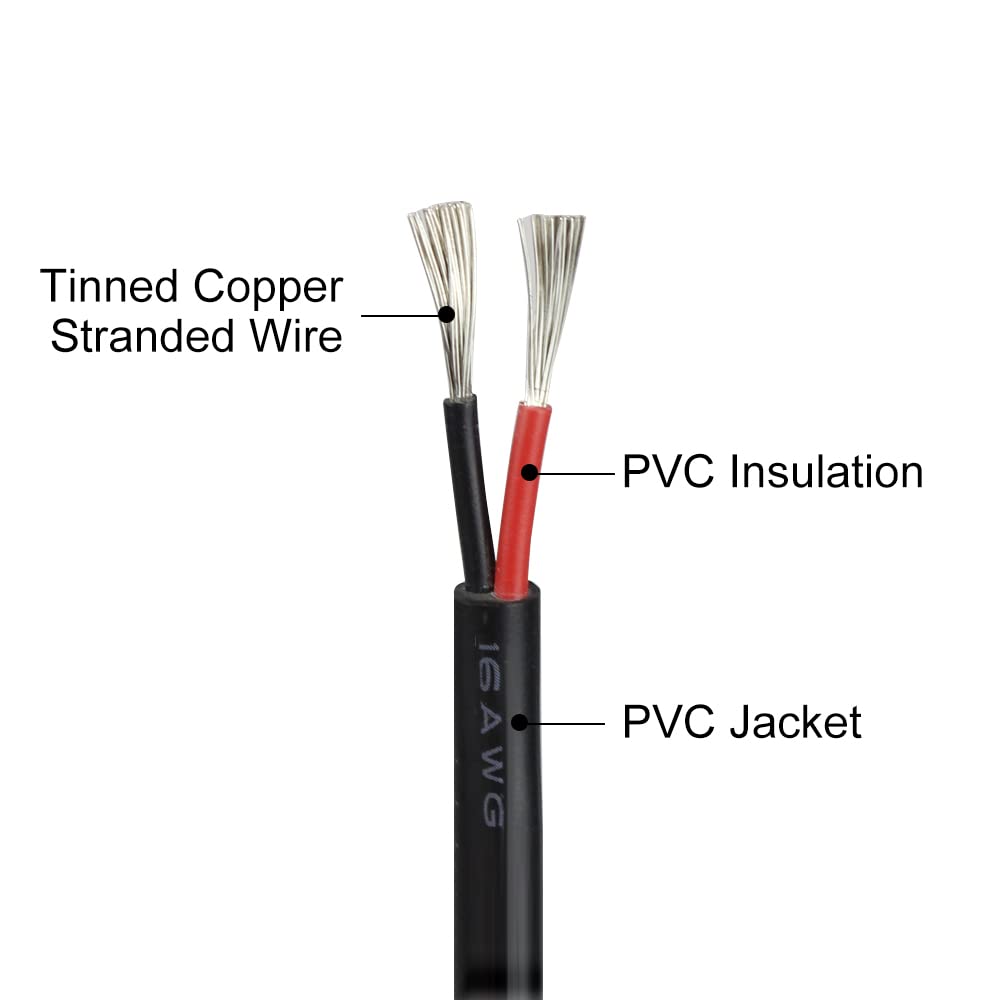16AWG 2 Conductor Tinned Copper Wire, 65.6ft, Pack of 2 K653