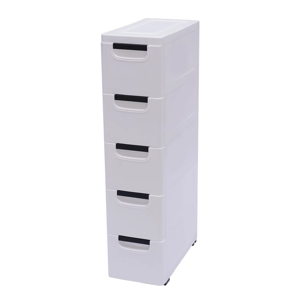 White 5 Drawer Plastic Dresser Storage Cabinet D576878