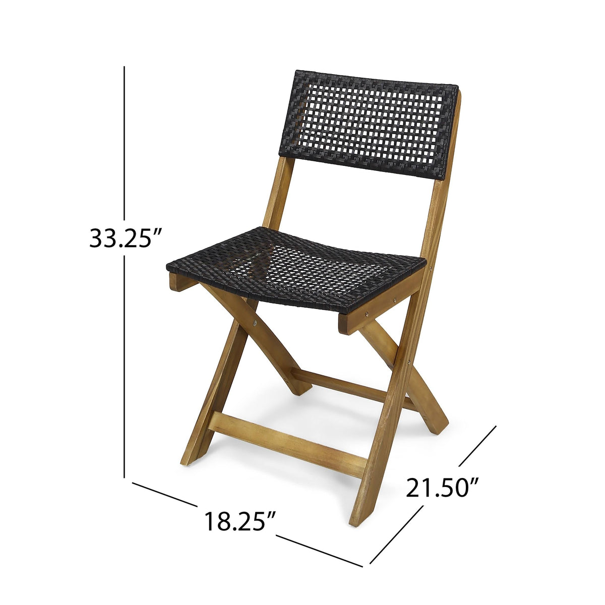 2pk Acacia Wood Foldable Patio Bistro Chairs Teak Q149