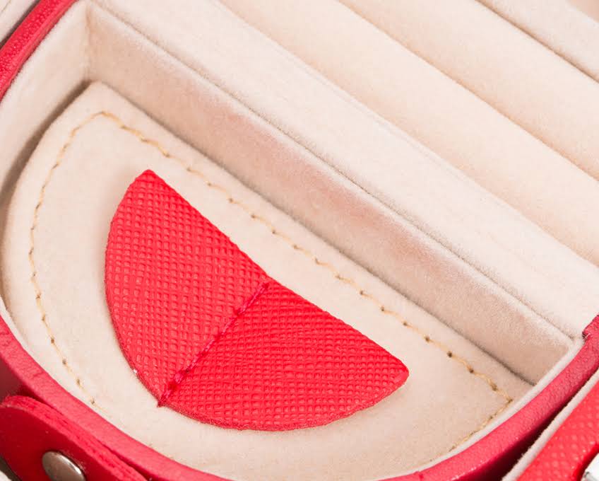 Red Saffiano Mini Oval Box I777