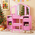 White Kids Vanity with Tri-fold Mirror N6296