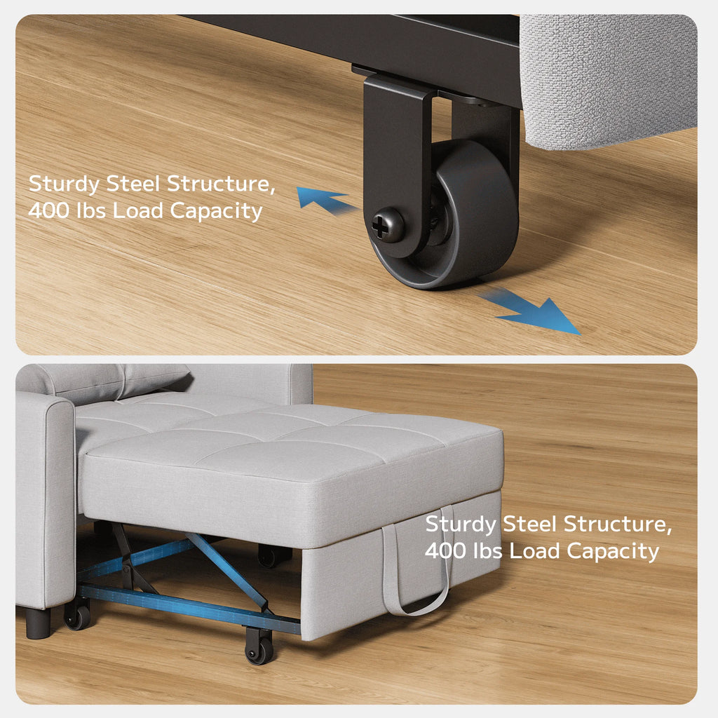 Light Gray 3 in 1 Convertible Sleeper Sofa E411855