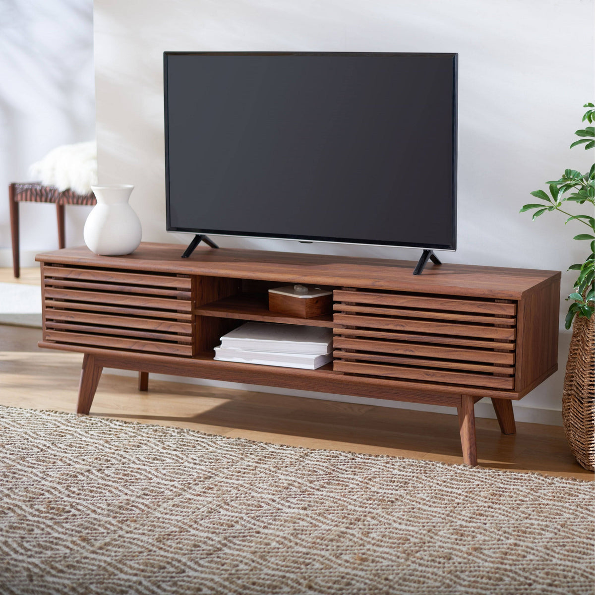 Walnut 2-Shelf Media Stand R884758