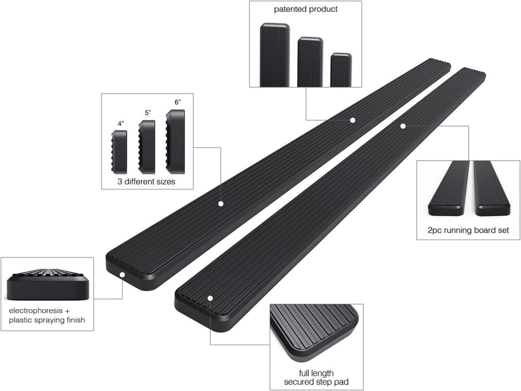 6in Black Running Boards X480527