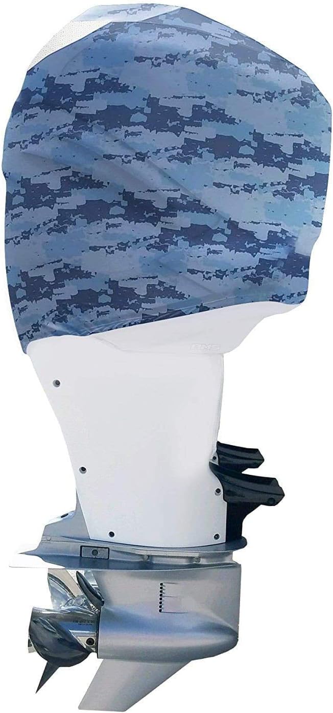Blue Digital Camo Outboard Motor Cover M9312