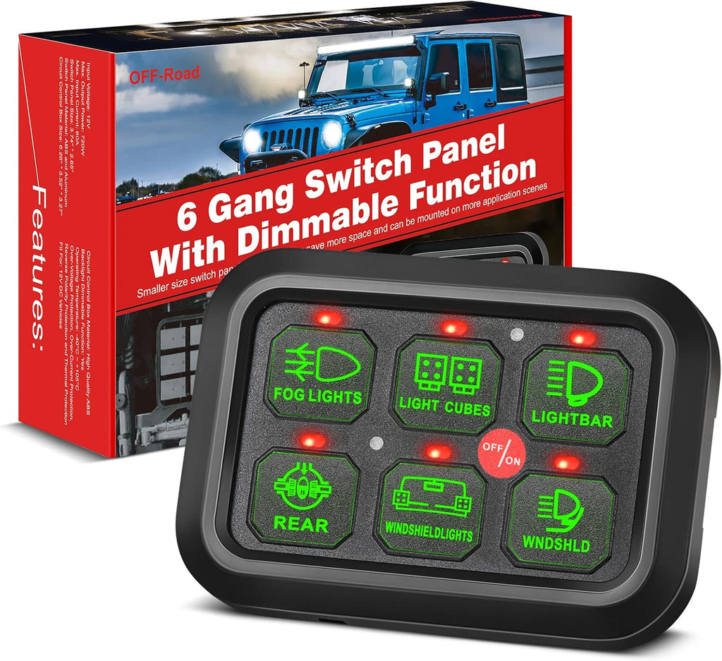 8 Gang Switch Panel with Label Stickers and Harness H483