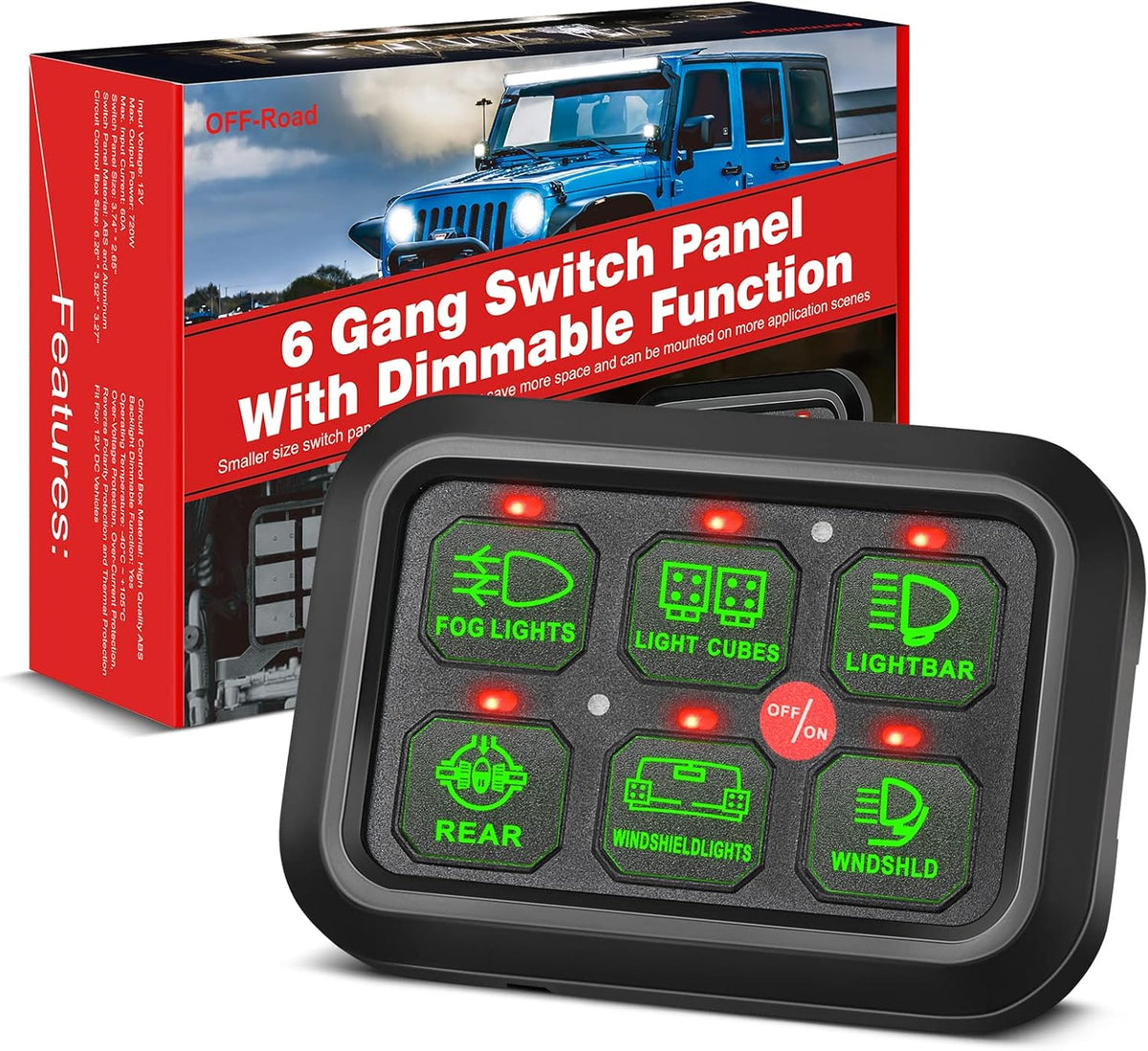 8 Gang Switch Panel with Label Stickers and Harness H483