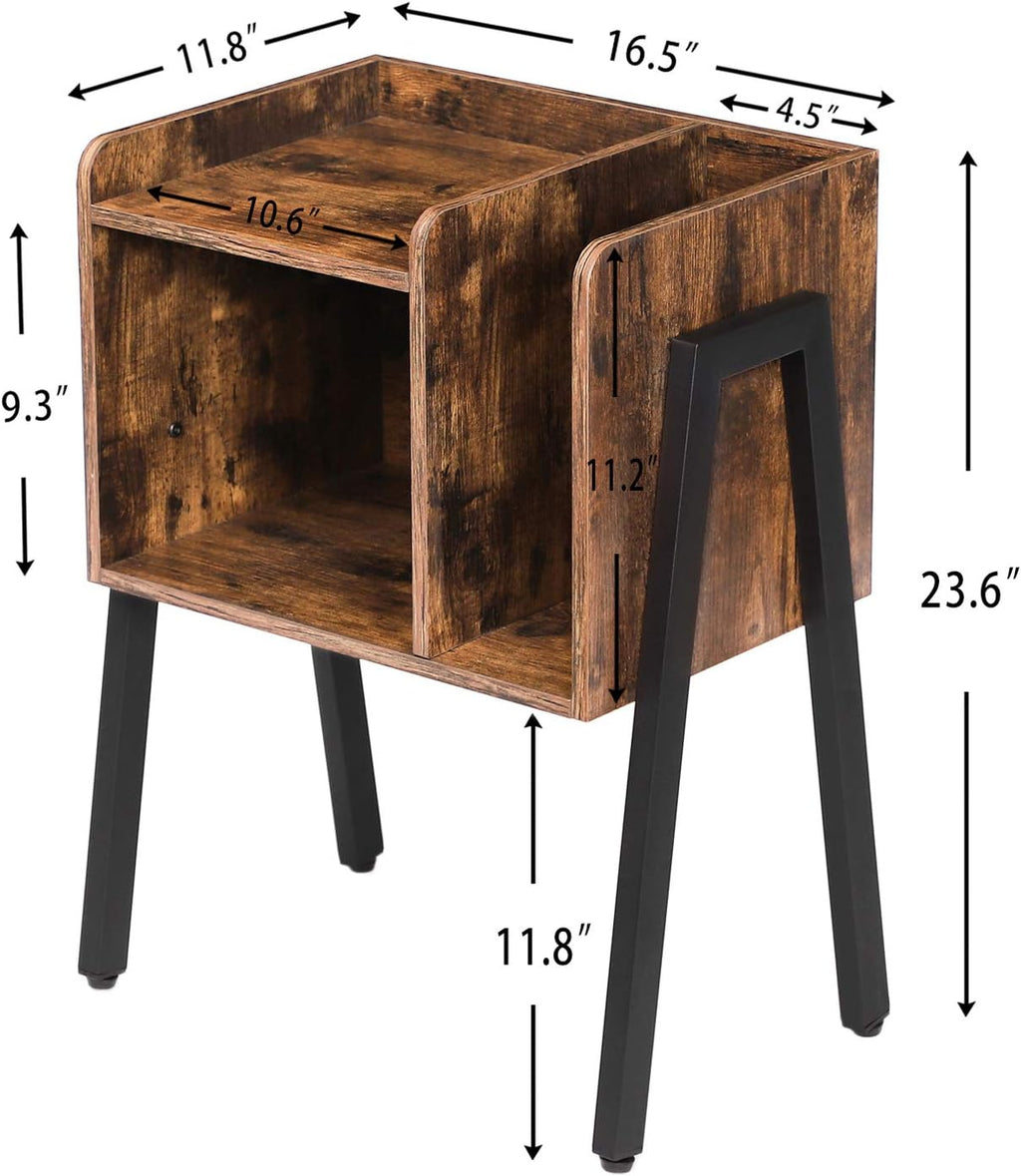 Rustic Brown Stackable End Table with Metal Frame S6655