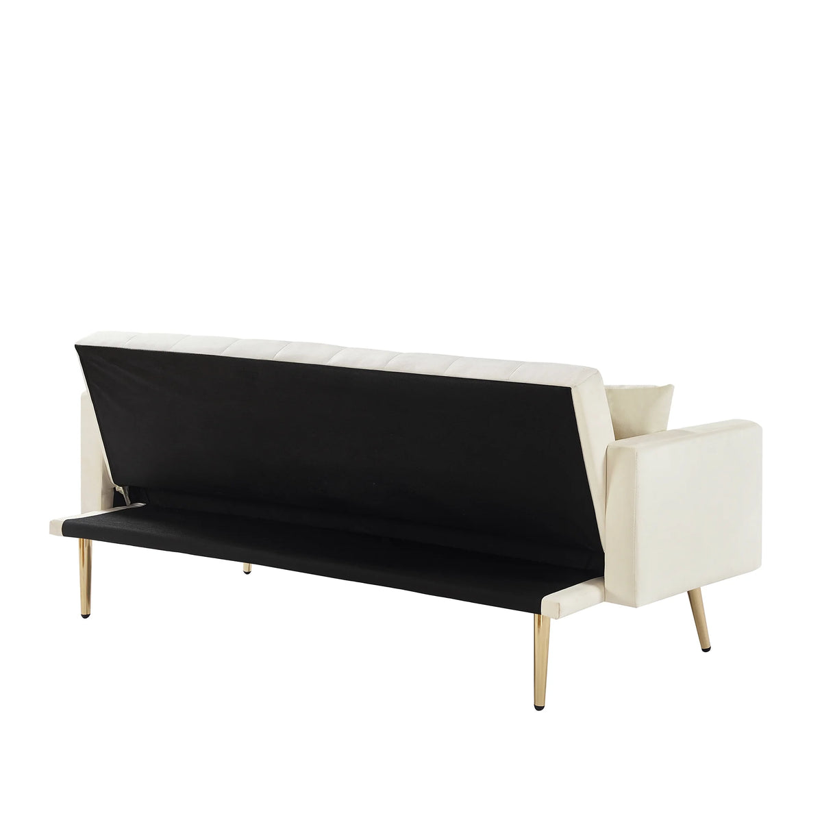 Cream White Convertible Folding Futon Sofa Bed I64712
