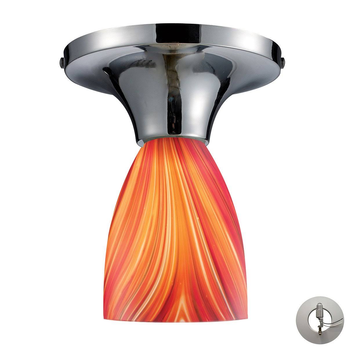 Polished Chrome and White Swirl Glass Semi Flush Light W3889