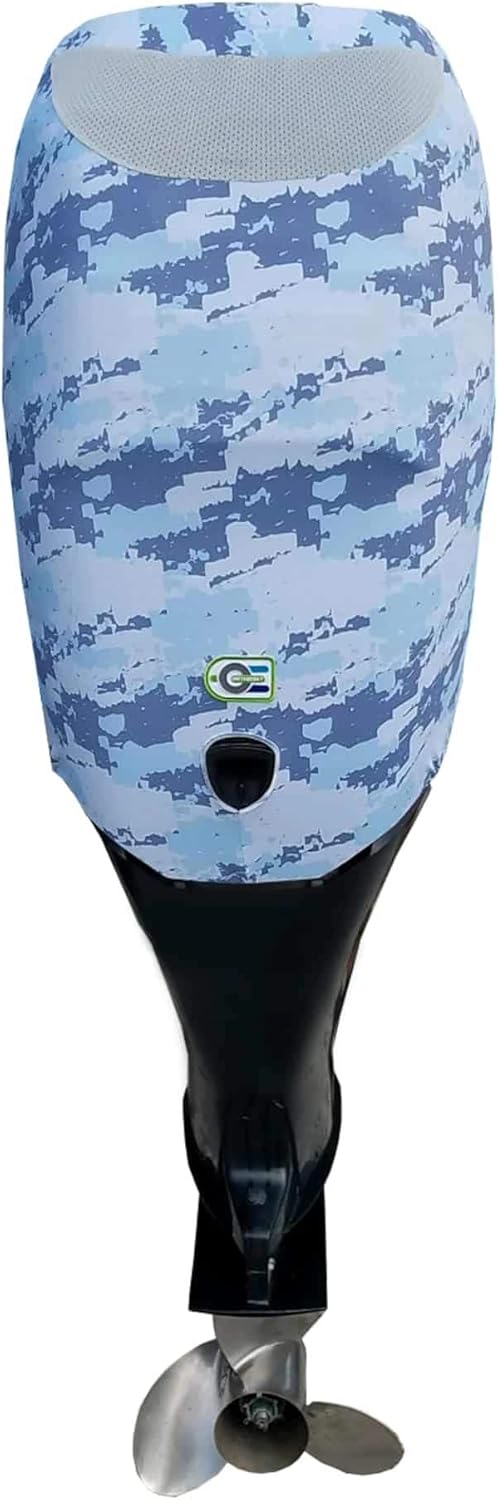 Blue Digital Camo Outboard Motor Cover M9312