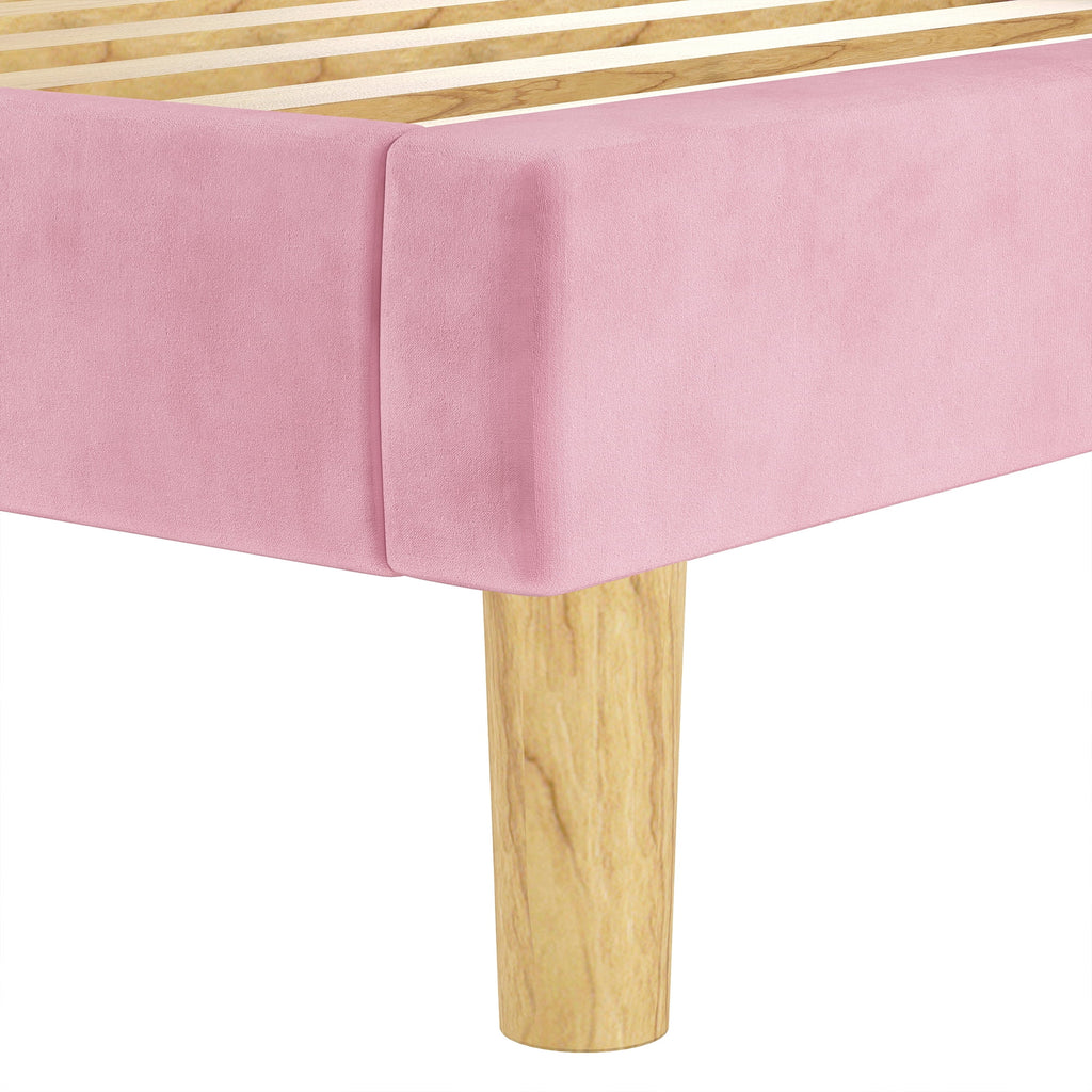 Twin Bed Frame with Upholstered Headboard, Pink P271