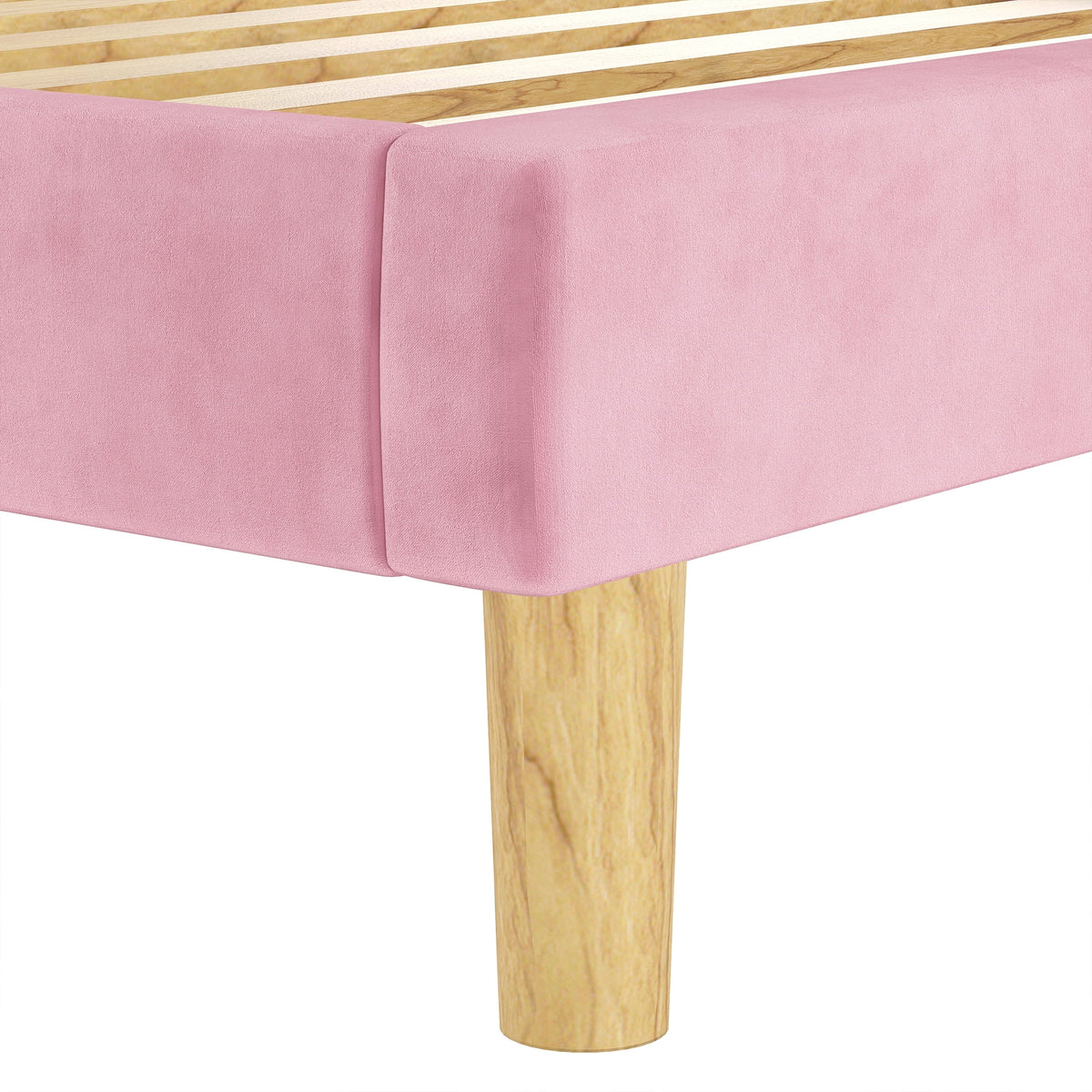 Twin Bed Frame with Upholstered Headboard, Pink P271