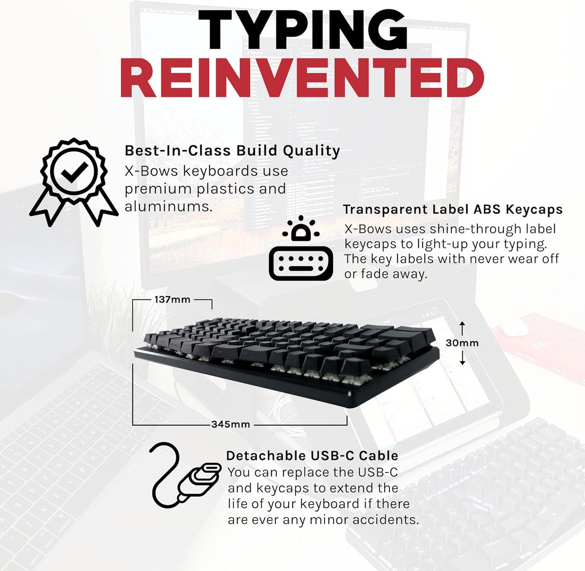 Black Ergonomic Mechanical Keyboard M609