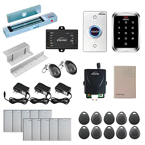 One Door Access Control Swinging Door 600lbs Maglock with Outdoor Keypad Reader Mini Controller EM Card Wireless Receiver PIR Kit V349075