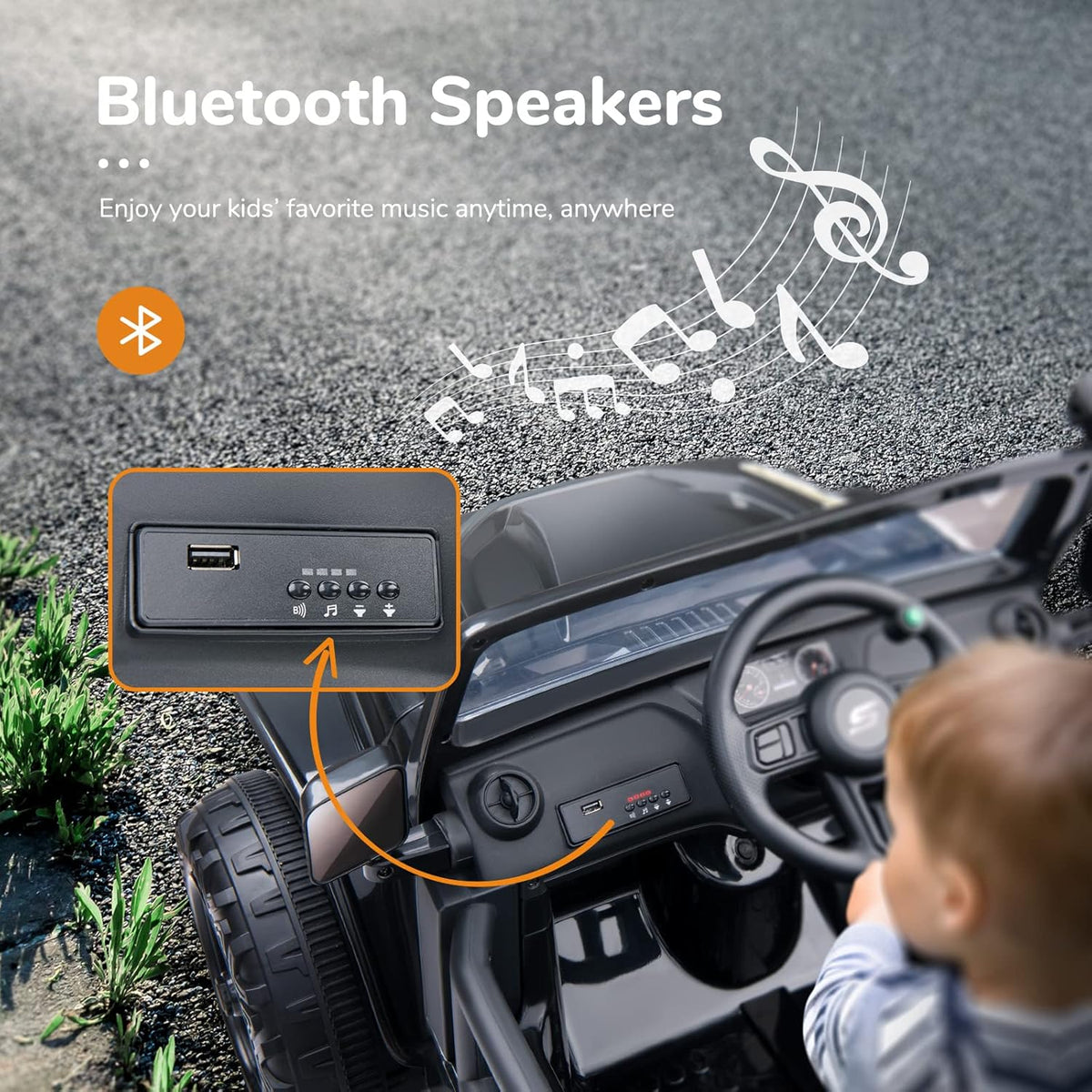 Black Kids Ride On Car with Parent Remote Control K633