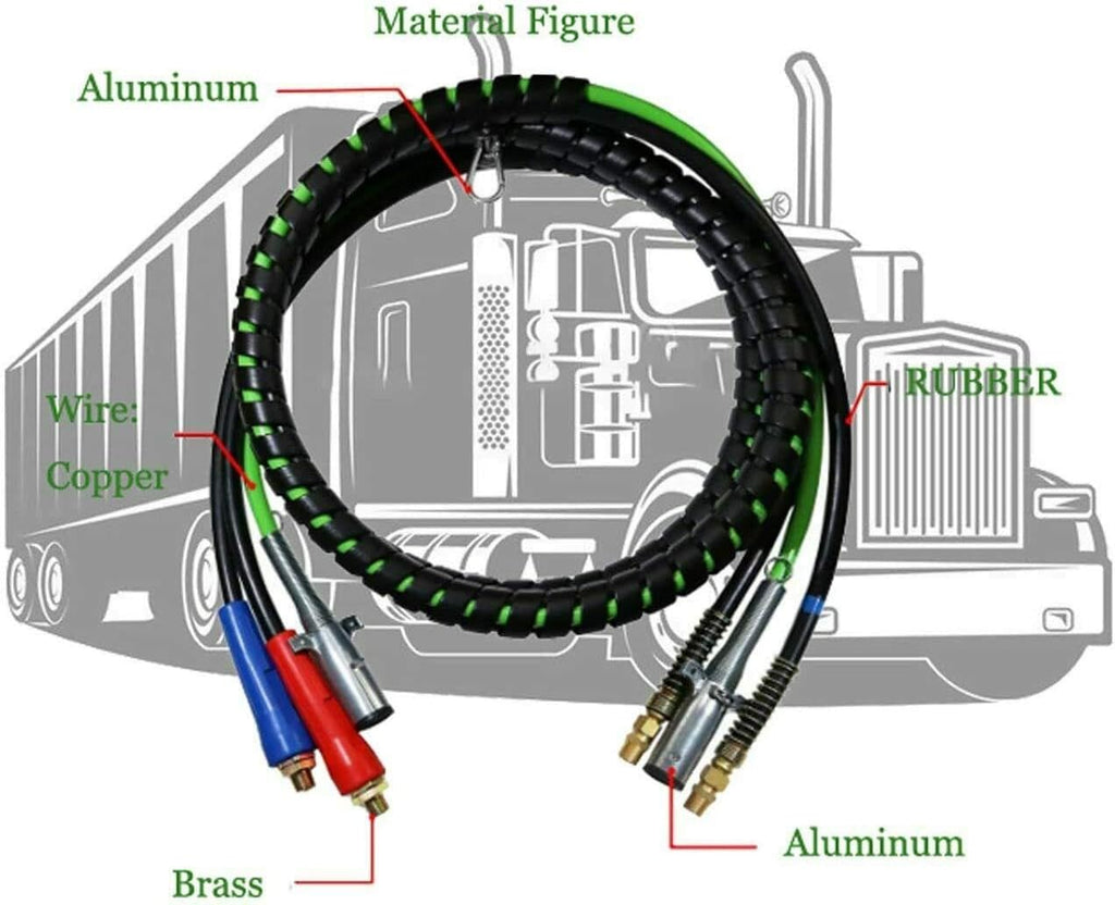 12 Ft 3-in-1 ABS Electrical and Rubber Air Line Hose Assemblies D689