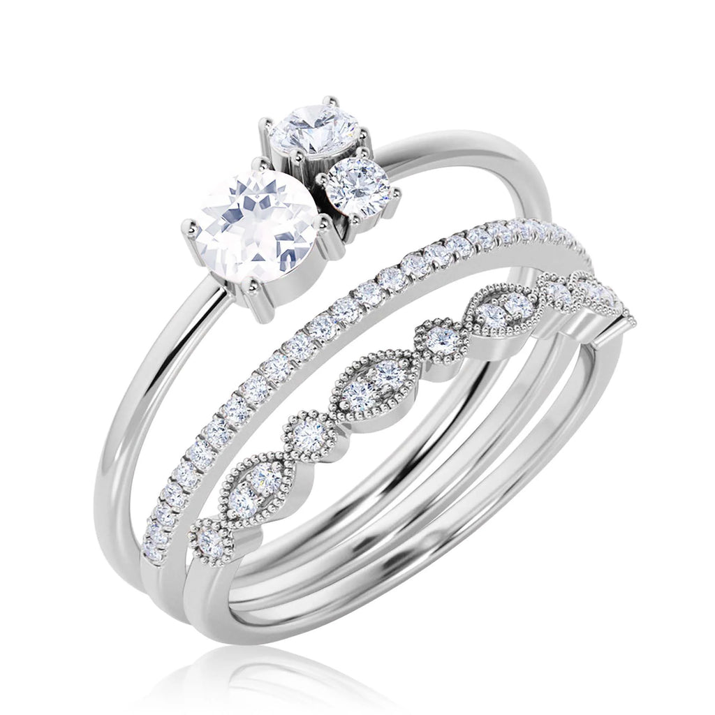 1.55 Carat Round Cut Diamond Moissanite Engagement Ring in 925 Sterling Silver With 18k White Gold Plating N462394