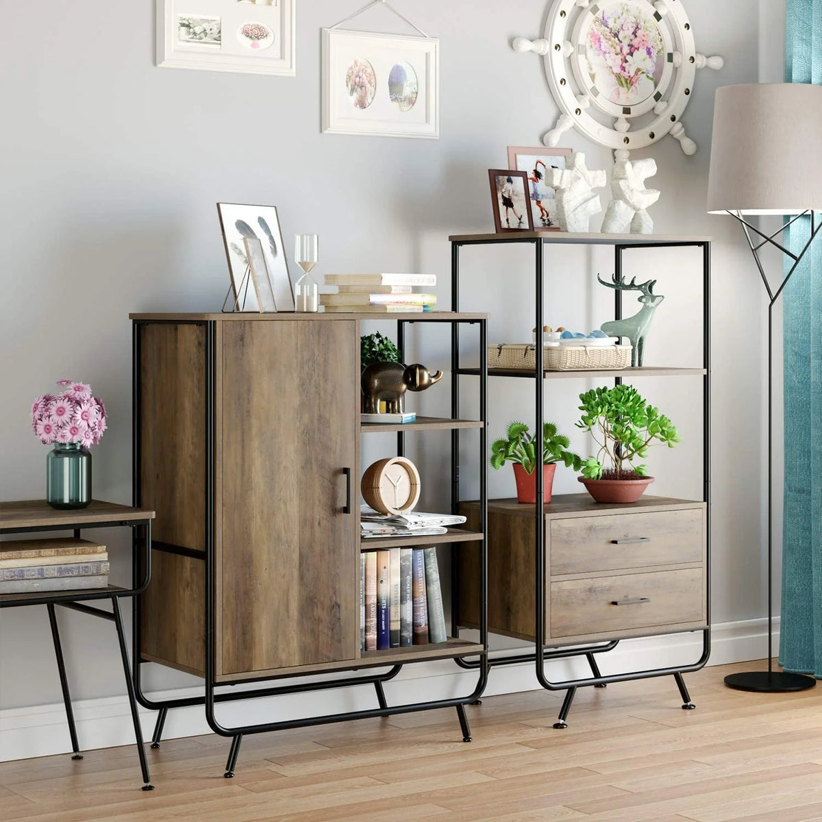 Metal Framed Bookcase with 3 Open Shelves Z220642