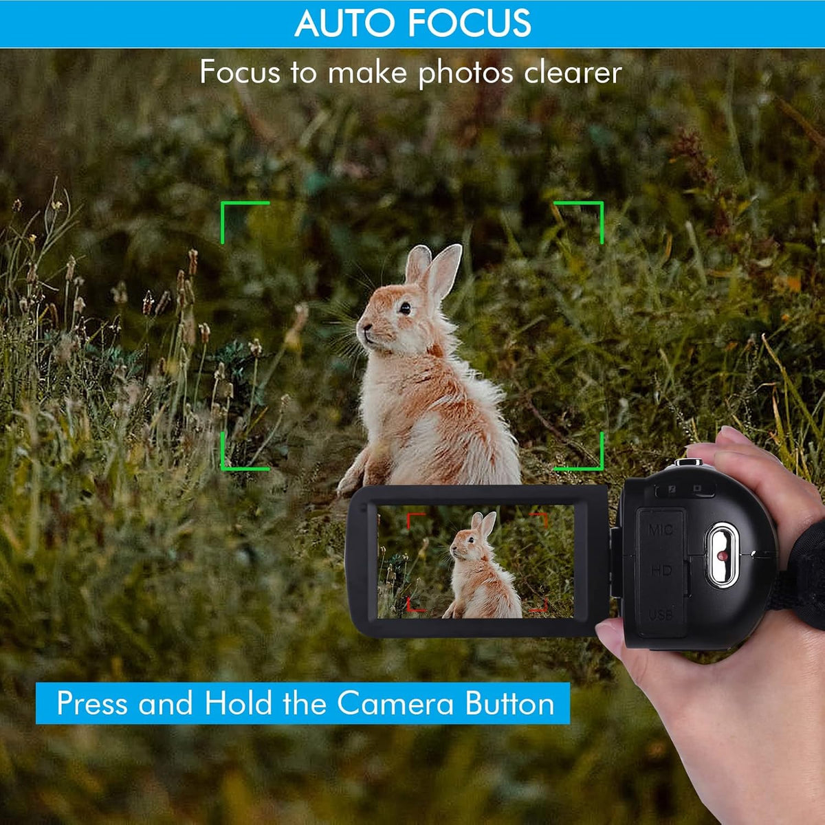 4K 48MP 18X Digital Zoom Touch Screen Video Camera with External Microphone Y708671