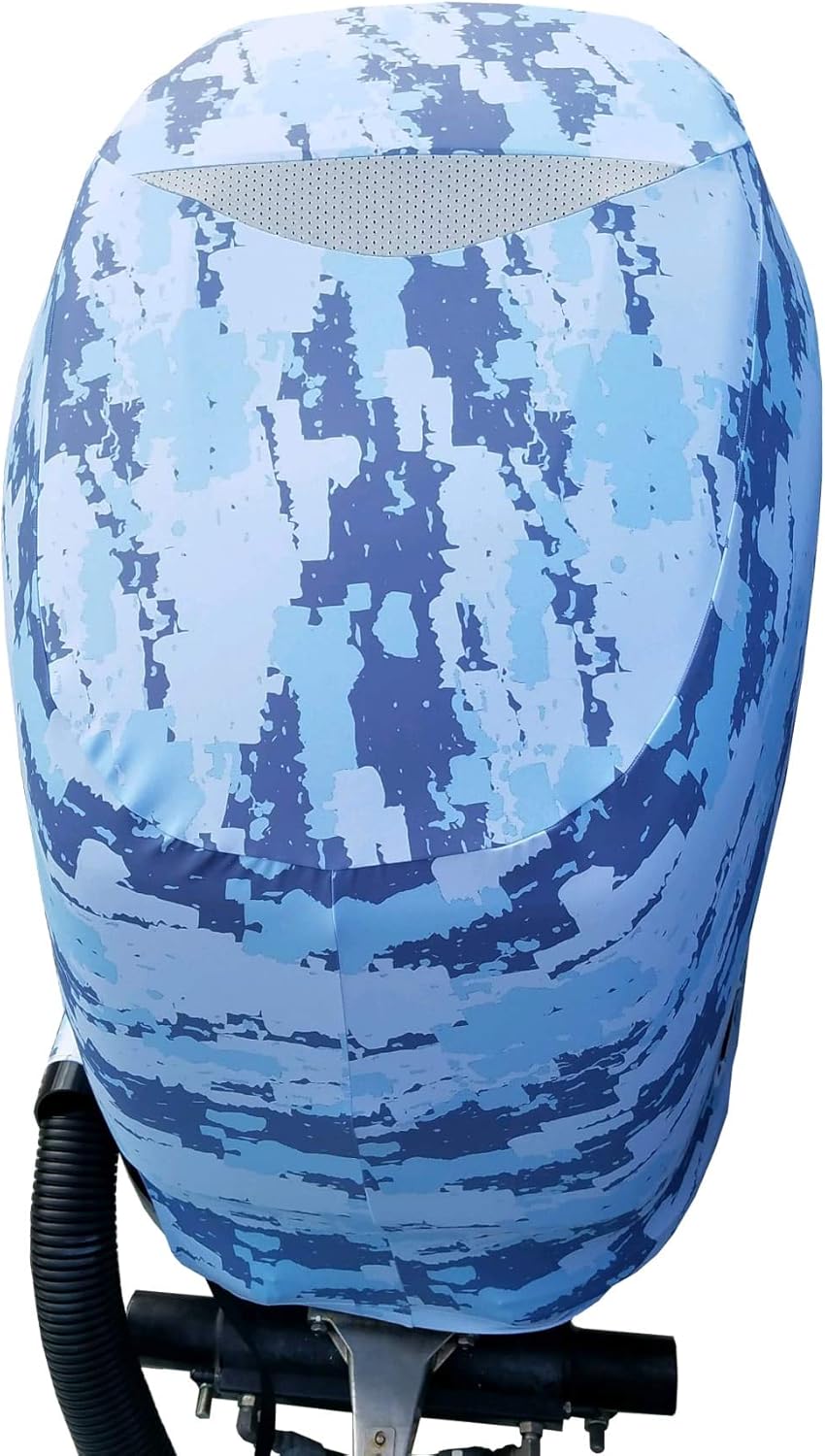 Blue Digital Camo Outboard Motor Cover M9312