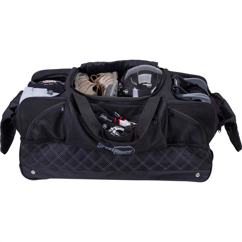 Large Multi-Compartment Nylon Travel Gear Bag with Wheels C54565