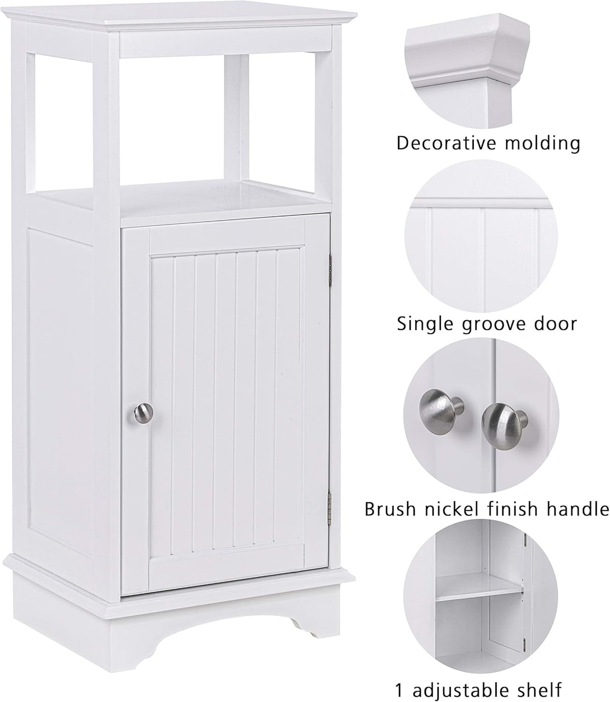 White Pack of 2 Floor Cabinet with Single Door and Shelves S39590