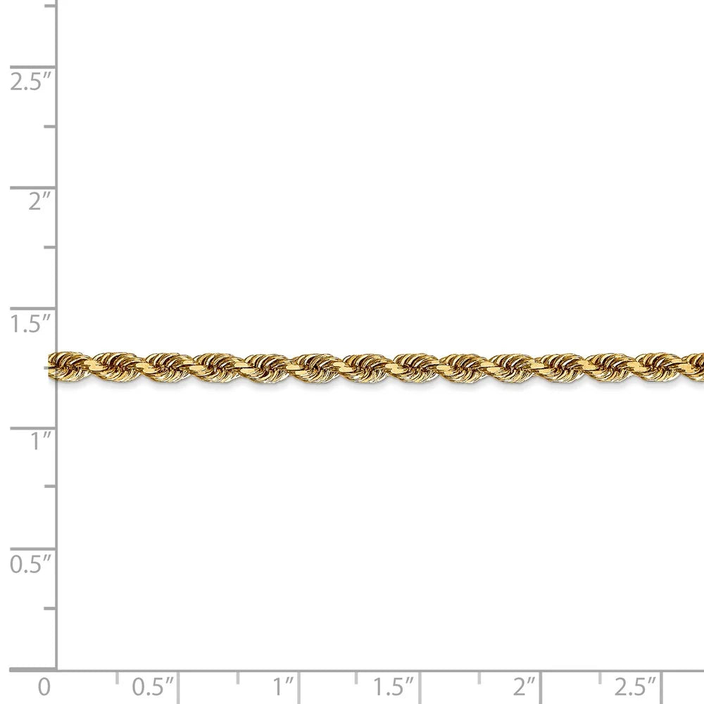 14kt Yellow Gold Diamond Cut Rope Chain 24 inch Lobster Clasp X198324