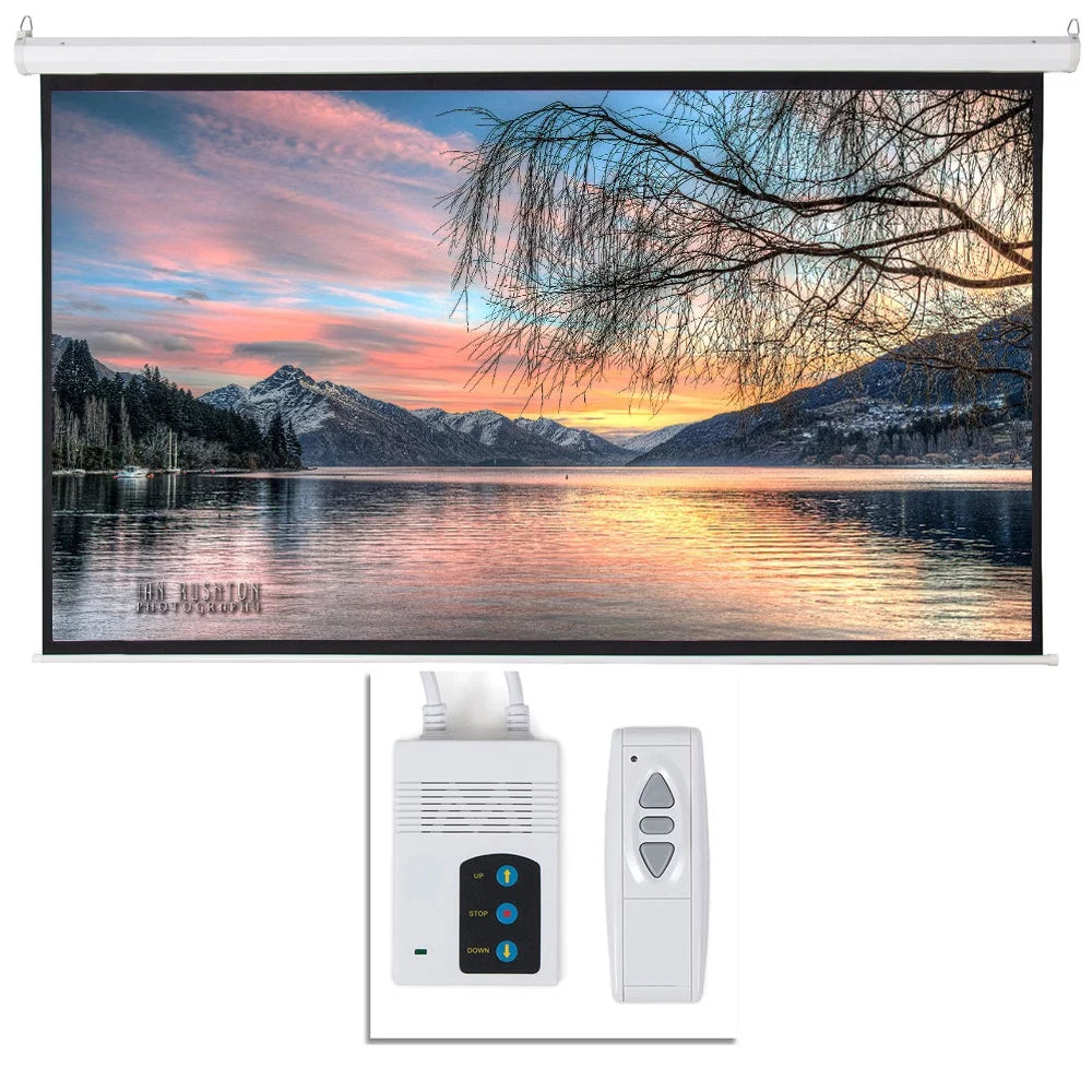 Motorized Projector Screen with Remote Control Matte White V153110