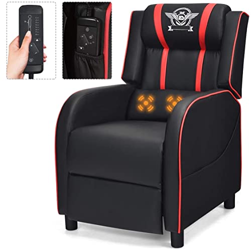 Adjustable Racing Style Massage Recliner Chair with Headrest & Lumbar Pillow P911